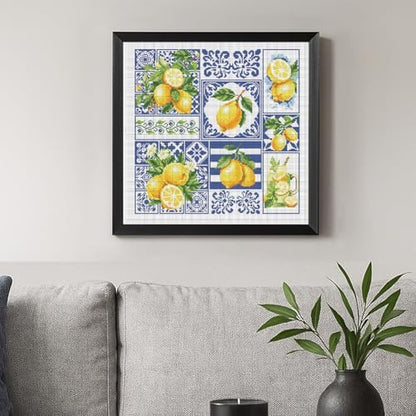FREEBLOSS 11CT Cross Stitch Kit Stamped Cross Stitch Craft Kit with Stitching Guide for Beginners Lemon Embroidery Set Crossstitch Wall Hanging Set 17.7x17.7inch - Image 6