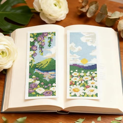 ORIGACH 6 Set Spring Pastoral Landscape Cross Stitch Bookmark Kit - Image 6