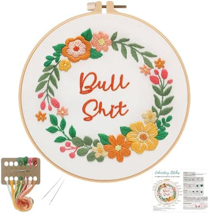 Louise Maelys Funny Flower Wreath Embroidery Kit for Beginners, DIY Craft by LouiseMaelys