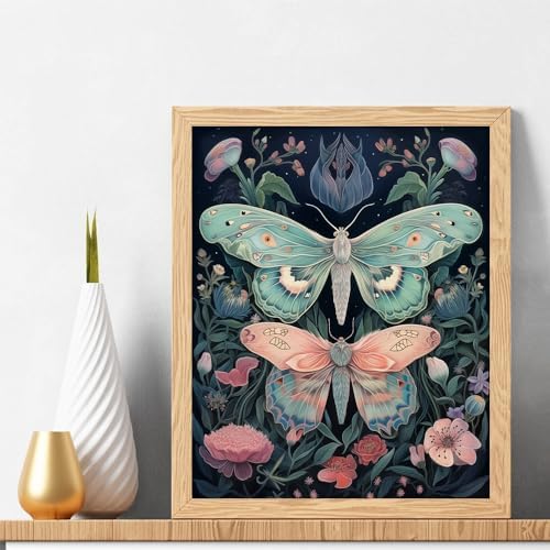 Natuyalo Paint by Numbers Kit for Adults Beginners and Kids, 16" Wx20 L Canvas Pictures Drawing Acrylic Paintwork with 3 Pcs Paintbrushes, Butterflies in Flowers - Image 2