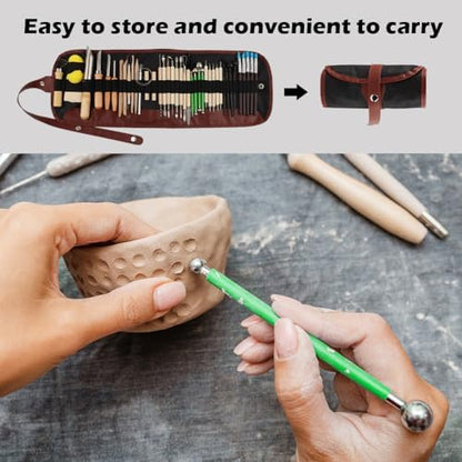 42PCS Clay Sculpting Tools Pottery Tools Kit, Clay Carving Tool Ceramic Tool for Sculpting for Beginners Professionals School Student Polymer ClayTool - Image 3