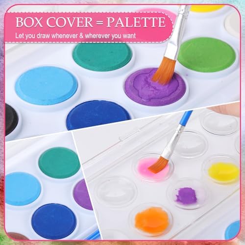 Nuanchu Gifts Bulk Watercolor Paint Washable Watercolor Paint Kits Palette and Brushes Portable Water Color Supplies for Adults, Beginners Artists Graduation Gift(20 Pack,12 Colors) - Image 4