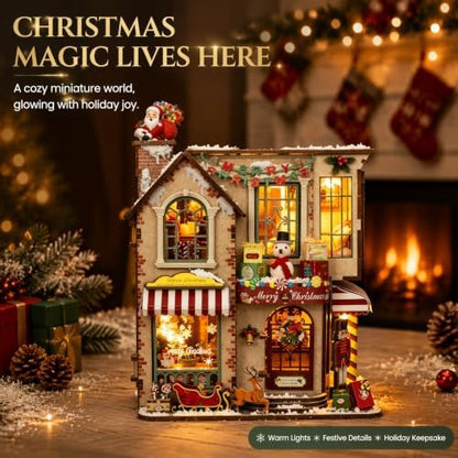 Book Nook Kit DIY Miniature House Kit, Wooden 3D Puzzle with LED - Image 6