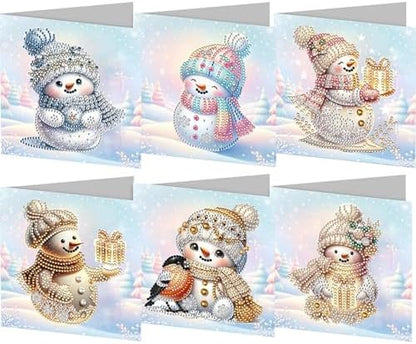 Diamond Art Christmas Cards Kit, 6PCS DIY Diamond Painting Christmas Cards with Envelopes, 5D Diamond Dot Greeting Cards for Adults, Xmas Card for Holiday Crafting Gifts (Colorful Christmas Snowman) by Unknown