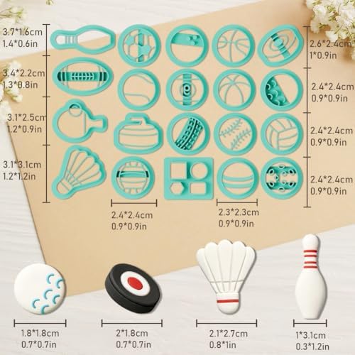 ORIGACH 20 Pcs Sports Ball Polymer Clay Cutters Set - Image 3