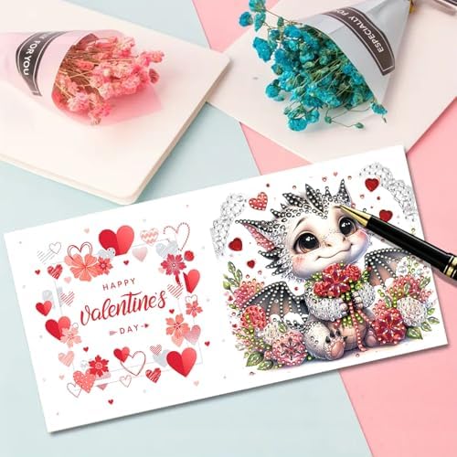 DIY Diamond Greeting Cards Set, 5D DIY Diamond Art Painting Festival Style Greeting Card, DIY Christmas Card Making Kits for Family Friends Handmade Gift-#17-6PC Pterosaur - Image 5