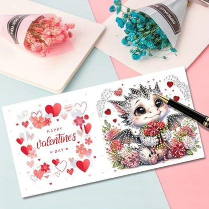 DIY Diamond Greeting Cards Set, 5D DIY Diamond Art Painting Festival Style Greeting Card, DIY Christmas Card Making Kits for Family Friends Handmade Gift-#17-6PC Pterosaur - Image 5