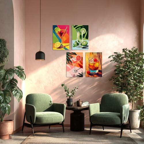 TBAIRO 4 Pack Framed Paint by Numbers Kit for Adults Beginner Cocktail DIY Painting Kits for Adults Cocktail Easy Adult Paint by Number Kits on Canvas for Wall Art Decor 8x12 Inch - Image 5