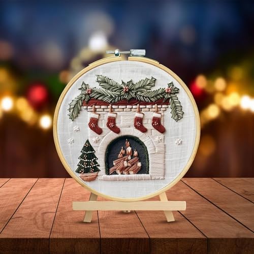 RUIQLXHANG Christmas Embroidery Kit, Christmas Gnomes Embroidery Kits for Beginners with Pattern, Cotton Threads, Needles, Instruction, 20cm Hoop, Gift for Mom, Grandma (Holly Bauble) - Image 5