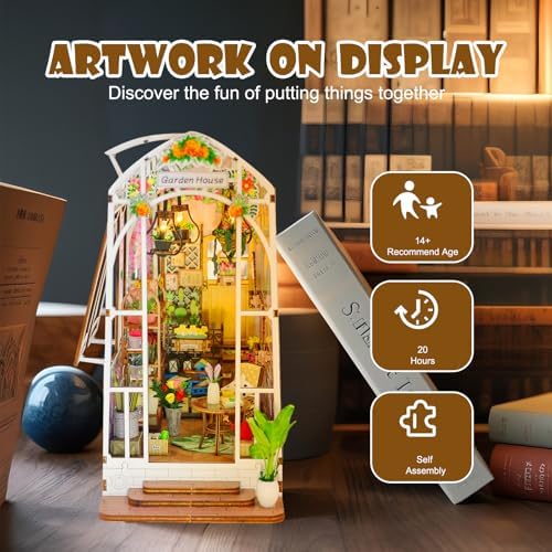 Book Nook Kit, 3D Wooden Puzzles Dollhouse with LED Light - Image 2