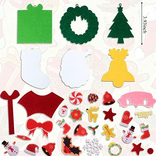 Tatuo 24 Kits Christmas Felt Ornament DIY Crafts, Tree Socks Bells Santa - Image 4
