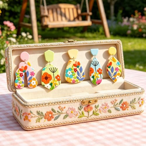 beinkmake 14Pcs Flower Leaf Polymer Clay Cutters Set Basic Geometric Clay Earrings Cutters for Adults Polymer Jewelry Cutter with Earrings Accessories DIY Craft Supplies - Image 3