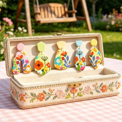 beinkmake 14Pcs Flower Leaf Polymer Clay Cutters Set Basic Geometric Clay Earrings Cutters for Adults Polymer Jewelry Cutter with Earrings Accessories DIY Craft Supplies - Image 3