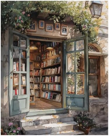 PHANTASYART Vintage Bookstore Paint by Numbers Kit for Adults 16x20inch by PHANTASYART