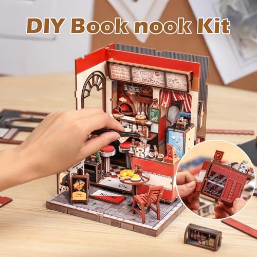 Fsolis Book Nook Kit, DIY Miniature House - Uncle Joe's Pizzeria - Image 2
