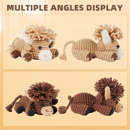 MOREJMTT Crochet kit for Beginners Adults, Learn to Crochet, Include Easy Knitting Soft Yarn, Step-by-Step Video Tutorial, Hook, Holiday Birthday Gift for Adults (Highland Cattle) - Image 7