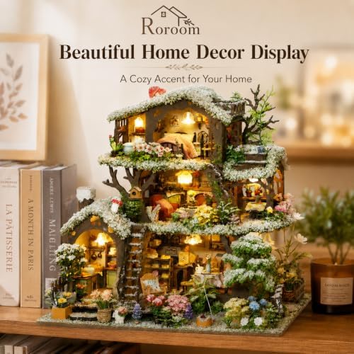 Roroom DIY Miniature House Kit, Snowy Fairy Forest House Dollhouse Kit - Image 4