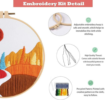 GLTAYLMY Embroidery Kits for Beginners Adults, Stamped Cross Stitch Kits for Adult Beginners Embroidery Starter Kit with Pattern, 3 Embroidery Hoop and Fabric, Needles Threads - Image 4