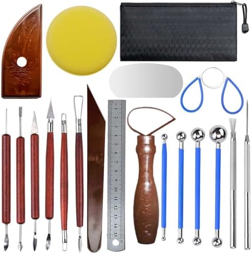 Langqun Clay Sculpting Tools,20Pcs Pottery Tools Kit, Polymer Clay Tools,Pottery Ribs, Air Dry Clay Tools for Sculpting, Modeling, Carving, Modeling by LANGQUN