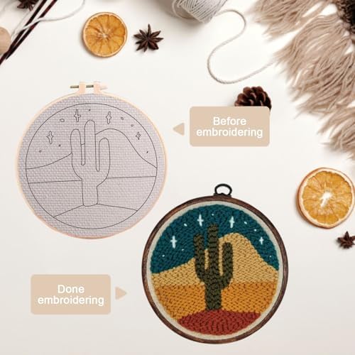 Punch Needle Kit for Adult Beginners, DIY Cactus Punch Embroidery Kits - Image 6