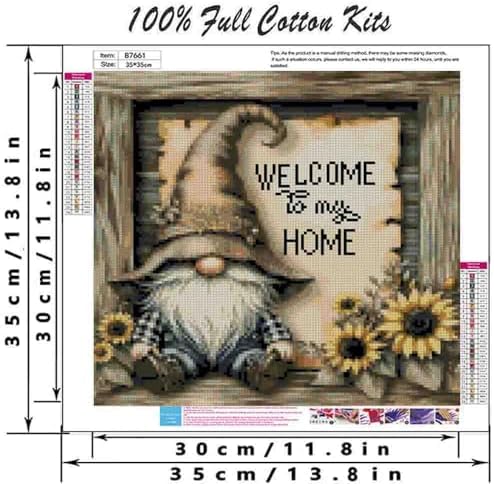DYAIANGMU Gnome Stamped Cross Stitch Kit for Adults 13.7x13.7 inches - Image 2
