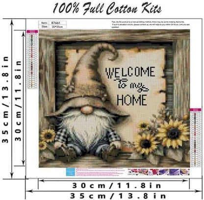 DYAIANGMU Gnome Stamped Cross Stitch Kit for Adults 13.7x13.7 inches - Image 2