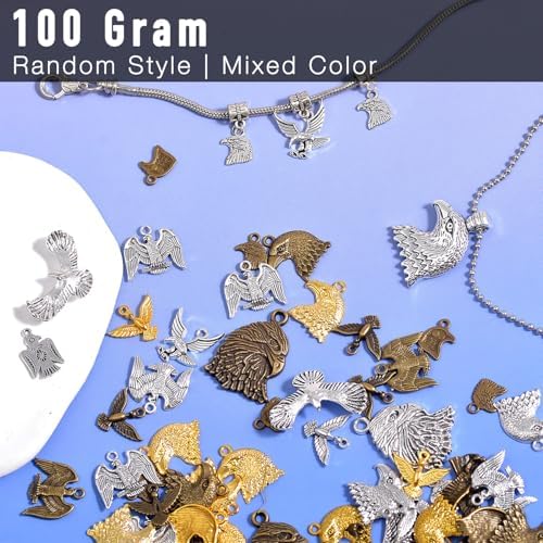 stino 100g Metal Pendant Charms for Jewelry Making, Bulk Silver & Gold Plated Charms for Braclet Necklace Crafts, Animal Plant Flower Pet and so on - Image 2