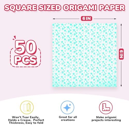 JoyCat Pastel Glow in the Dark Origami Paper, 50 Sheets, 6x6 Inch - Image 7