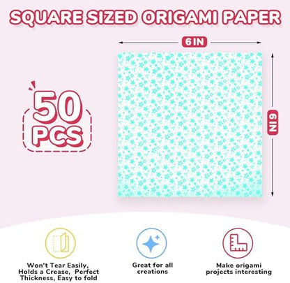 JoyCat Pastel Glow in the Dark Origami Paper, 50 Sheets, 6x6 Inch - Image 7