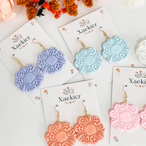 Xaekicr Floral Wreath Polymer Clay Cutters for Earrings – Clay Earring Cutters Set with Nature Pattern, Clay Tools for DIY Jewelry Making - Image 5