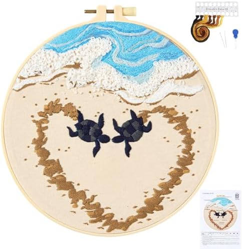 Crafmanoe Beach Embroidery Kits for Beginners Adults, Coastal Stamped Cross Stitch Kits for Beginners Adults, Hand Embroidery Needlepoint Starter Kits, Valentine's Day Gift for Women (Video Tutorial) by Unknown