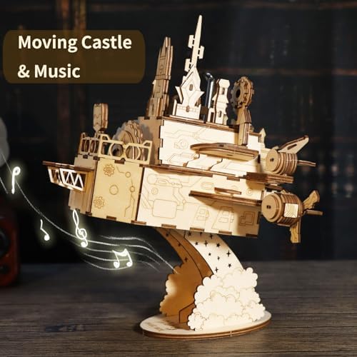 3D Wooden Puzzles Moving Castle Music Box Kits Castle Building Model DIY Crafts Birthday Gift for Women - Image 3