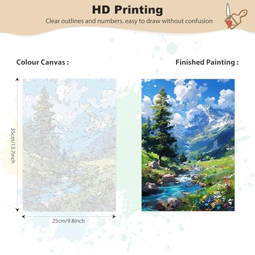 EOBROMD Framed Paint by Numbers Kits for Adults with Wooden Easel, Landscape Mountain DIY Acrylic Paint by Number on Stretched Canvas, Painting Kits Adults Oil by Numbers for Home Decor 10x14 Inch - Image 2