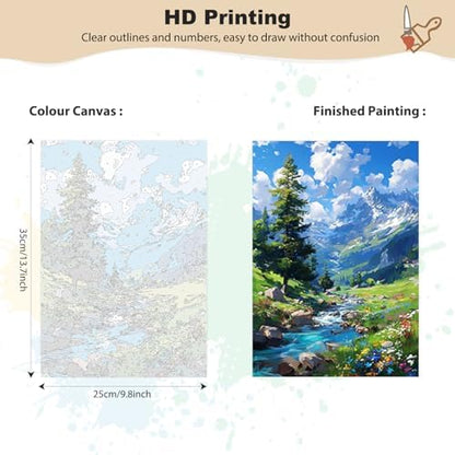 EOBROMD Framed Paint by Numbers Kits for Adults with Wooden Easel, Landscape Mountain DIY Acrylic Paint by Number on Stretched Canvas, Painting Kits Adults Oil by Numbers for Home Decor 10x14 Inch - Image 2