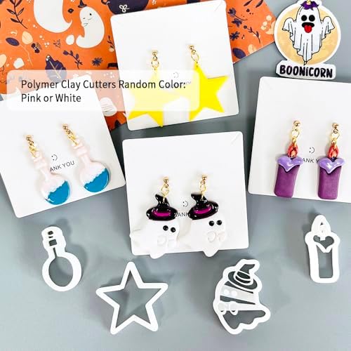 Xaekicr Halloween Polymer Clay Cutters Set – 8Pcs Clay Earring Cutters for Polymer Clay Jewelry, Ghost Bat Skull Pumpkin Shapes Clay Tools and Molds for DIY Crafts - Image 2