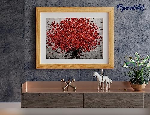 Figured'Art Paint by Numbers Kit for Adults Abstract Red Flowers 16"x20" - Craft Art Painting Rolled Canvas with DIY Wooden Frame - Image 4