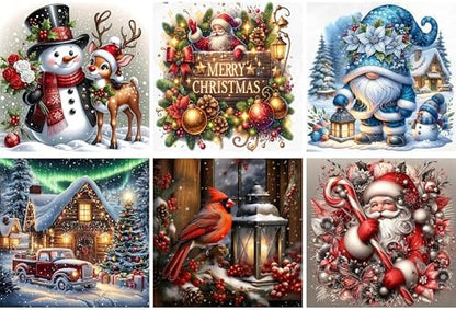 NEGEKFKX 6 Pack Christmas Paint by Numbers Kit for Adults Beginner,Winter Easy Adult Paint by Number Kits on Canvas DIY Painting for Beginners Art by Numbers for Home Wall Decor 10x10 Inch by NEGEKFKX