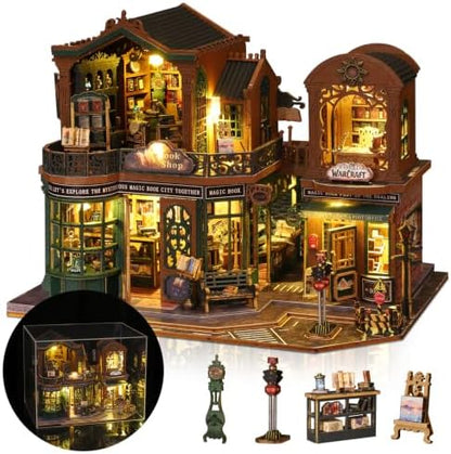 DIY Miniature House Kit, Mini 3D Wooden Twilight Book City Building Kit, Tiny Dollhouse Kit with Dustproof Cover & Music, Creative Handmade House Craft Decor, Birthday Gift for Adults Teens by Hallisun