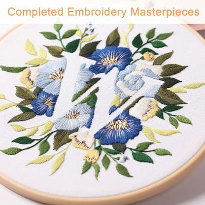 Harimau Letter Pattern W Embroidery Kit for Adult Beginners, Complete Starter Pack with 1 Hoop, Needles, Instruction Guide & Embroidery Stitch Video Tutorials - Image 6