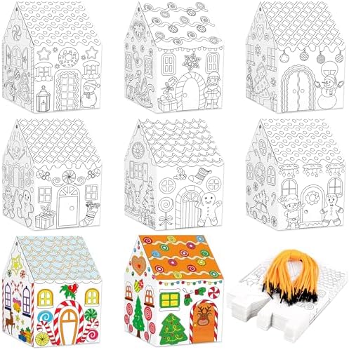 80UncleKimby 25Sets Christmas Crafts Gingerbread House Coloring Kit by 80UncleKimby