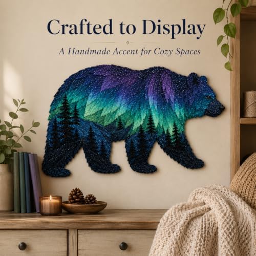 Northern Lights Animal Embroidery Kit DIY Fabric Patchwork Craft Set (BEAR) - Image 3