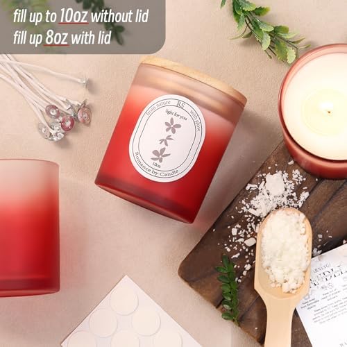 REISEN 12 Pcs 10oz Gradient Red Candle Jars for Candle Making Kit - Image 3
