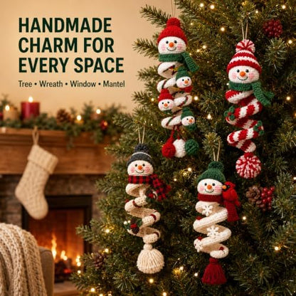 Crochet Snowman Spiral Ornament DIY Kit, Christmas Craft for Adults - Image 7
