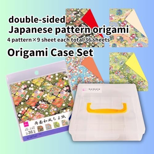 Someie｜Origami Paper｜Origami kit｜Craft｜6 Inch Origami Paper Storage Container ｜double sided Japanese pattern sheets 4pattern×9sheet each total 36 sheets (double sided Japanese pattern) - Image 2