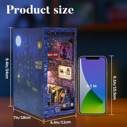 Magic Station Book Nook Kit - DIY Miniature House Kit for Adults, Teens and Beginners, Dollhouse Booknook Magic Book Nook Tiny House Bookshelf Decor 3D Wooden Puzzle, DIY Bookshelf Insert Decor Gift - Image 2