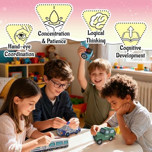 2 Themes in 1, 3D Paper Model Kits for Kid, DIY Origami Kit for Kids Ages 8-12, Include 16 Pre-cut, Easy-to-Assemble Transport & Vehicle Models, Origami Kit for Kids Ages 8-12，Paper Model Kits for Kid - Image 4