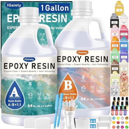 IGaiety 1 Gallon Epoxy Resin Kit, Crystal Clear Resin for Crafts & Tables by IGaiety