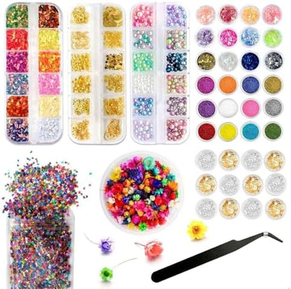 UV Resin Inclusions Kit for Beginners, Jewelry Making Supplies with Glitter, Foil Flakes, Dried Flowers, Sequins for Epoxy Resin, Tumbler Crafts, DIY Art Crafts by CellLuck