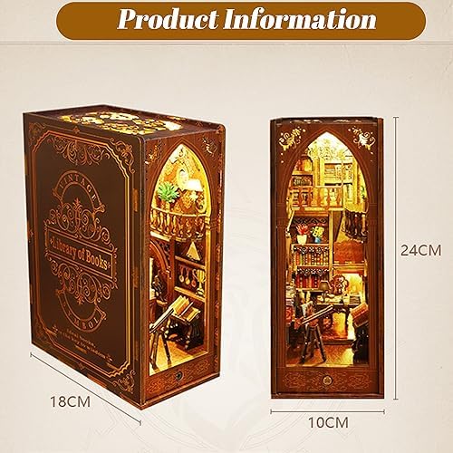 ISSEVE Book Nook Kit, DIY Dollhouse Booknook Kits Bookshelf Insert Décor - Image 2