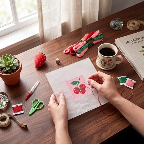 XunYee Needlepoint Canvas Kit, Cherries - Image 6